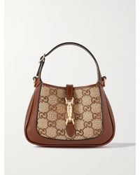 Gucci - Jackie 1961 Crystal-Embellished Canvas And Leather Shoulder Bag - Lyst