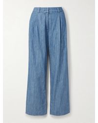 Another Tomorrow - Pantalon Large En Chambray De Coton Biologique À Plis - Lyst