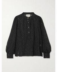 Maison Mayle - Lady Papa Broderie Anglaise Silk Blouse - Lyst