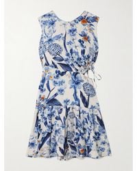 Agua Bendita - Otoño Minikleid Aus Einer Lenzing-Ecovero-Mischung Mit Recycelten Fasern, Jacquard-Muster, Blumenprint Und Cut-Out - Lyst