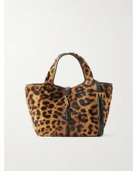 Saint Laurent - Le 5 À 7 Baby Bea Leather-Trimmed Leopard-Print Pony Hair Shoulder Bag - Lyst