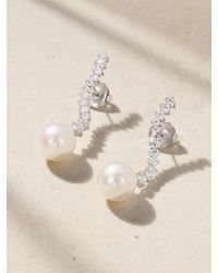 Mikimoto - Ohrringe Aus 18 Karat Weißgold Mit Diamanten Und Perlen - Lyst