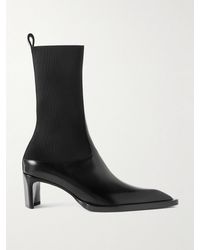 Jil Sander - Stretch-Knit And Leather Ankle Boots - Lyst