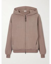 Brunello Cucinelli - Kapuzenjacke Aus Baumwoll-Jersey Mit Zierperlen - Lyst