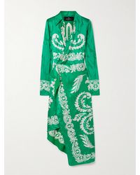 Etro - Wrap-Effect Draped Printed Satin-Jacquard Midi Dress - Lyst