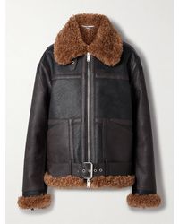 Stella McCartney - Oversized Faux Shearling-Trimmed Two-Tone Vegan Leather Jacket - Lyst