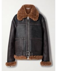 Stella McCartney - Oversized Faux Shearling-Trimmed Two-Tone Vegan Leather Jacket - Lyst