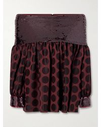 ‎Dima Ayad - Off-The-Shoulder Sequin-Trimmed Polka-Dot Faille Blouse - Lyst