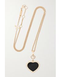 Chopard Happy Hearts 18-karat Rose Gold, Onyx And Diamond Necklace - Metallic