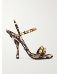 Dolce & Gabbana - Crystal-Embellished Leopard-Print Satin Sandals - Lyst