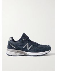 New Balance - 990V4 Leather-Trimmed Suede And Mesh Sneakers - Lyst
