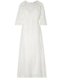 Mansur Gavriel Besticktes Maxikleid Aus Gaze Aus Einer Leinenmischung - Weiß