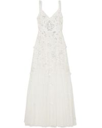 Needle & Thread Ruffled Sequin-embellished Tulle Gown - White