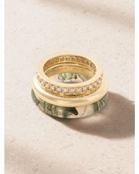 BY PARIAH - Set Of Three Kalahari 14-Karat Recycled, Champagne Diamond And Agate Rings - Lyst