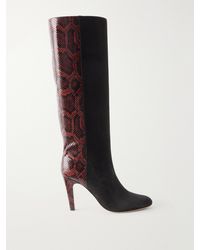 Ferragamo - Nylu 95 Snake-Effect Leather And Suede Boots - Lyst
