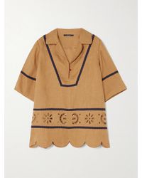 Vita Kin - Emma Bluse Aus Leinen Mit Lochstickerei Und Kontrastnähten - Lyst