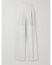 Brunello Cucinelli - Pleated Striped Cotton And Silk-Blend Wide-Leg Pants - Lyst