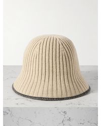 Brunello Cucinelli - Embellished Ribbed-Knit Bucket Hat - Lyst