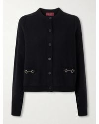 Gucci - Horsebit-Embellished Leather-Trimmed Wool And Cashmere-Blend Cardigan - Lyst
