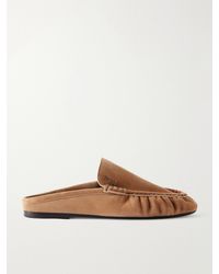 Saint Laurent - Le Loafer 05 Cassandre-Embellished Suede Mules - Lyst