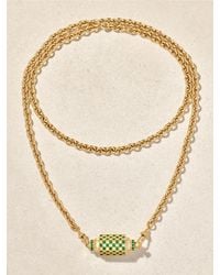 Marie Lichtenberg - Check Locket 18-Karat, Emerald And Diamond Necklace - Lyst