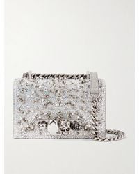 McQueen - Jewelled Satchel Schultertasche Aus Veloursleder Mit Kristallen Und Nieten - Lyst