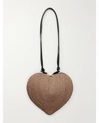 Alaïa - Le Cœur Leather-Trimmed Raffia Shoulder Bag - Lyst