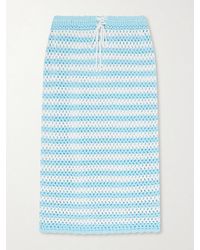 Jonathan Simkhai - Welles Striped Crocheted Cotton Midi Skirt - Lyst