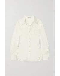 Saint Laurent Embroidered Cotton And Linen-blend Shirt - White