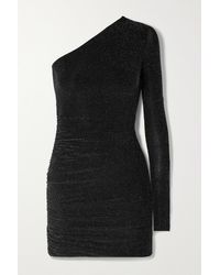 Alix NYC Jordan One-sleeve Ruched Metallic Stretch-jersey Mini Dress - Black
