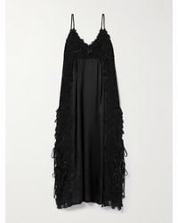 Kika Vargas - Somaly Tie-Detailed Guipure Lace And Silk-Satin Midi Dress - Lyst
