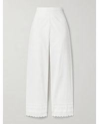 Doen - Francisca Hose Mit Geradem Bein Aus Biobaumwollpopeline Mit Biesen Und Besätzen Mit Lochstickerei - Lyst