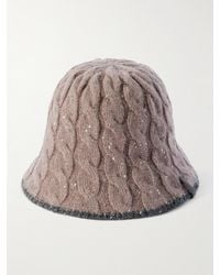 Brunello Cucinelli - Embellished Cable-Knit Bucket Hat - Lyst