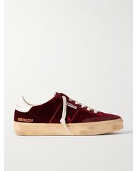 Golden Goose - Soul-Star Distressed Suede And Leather-Trimmed Velvet Sneakers - Lyst