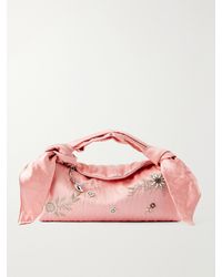 Erdem - East West Bloom Crystal-Embellished Embroidered Textured Satin Top-Handle Bag - Lyst