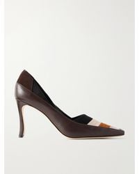 Manolo Blahnik - Soria 90 Suede-Trimmed Leather Pumps - Lyst