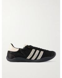 adidas Originals - Wales Bonner Karintha Leather And Crochet-Trimmed Satin Sneakers - Lyst