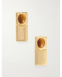 DEHANCHE - Signet Stone Hinge-Plated Tiger's Eye Earrings - Lyst