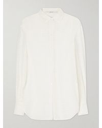 Another Tomorrow - Gingham Point D'Esprit Blouse - Lyst