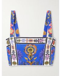 Borgo De Nor - Didi Cropped Floral-Print Cotton-Poplin Top - Lyst