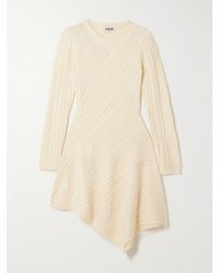 STAUD - Eva Asymmetric Cable-Knit Wool-Blend Dress - Lyst
