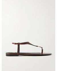 Saint Laurent - Cassandra Logo-Embellished Leather Slingback Sandals - Lyst