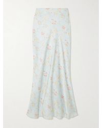 Rabanne - Floral-Print Satin Maxi Skirt - Lyst
