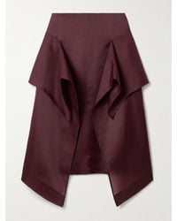 KHAITE - Jupe Midi Asymétrique En Organza De Soie À Drapés Nina - Lyst