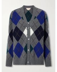 &Daughter - Ava Argyle Checked Wool-Knitted Cardigan - Lyst