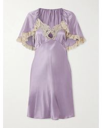Chloé - Cape-Effect Lace-Trimmed Silk-Satin Mini Dress - Lyst
