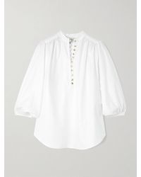 Maison Mayle - Vivi Pleated Herringbone Cotton Blouse - Lyst