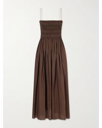 Matteau - Shirred Organic Cotton Midi Dress - Lyst