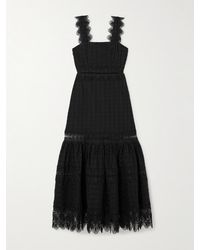 Waimari - Ibiza Tiered Guipure Lace-Trimmed Cotton Midi Dress - Lyst