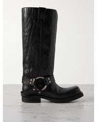 Acne Studios - Embellished Crinkled-Leather Knee Boots - Lyst